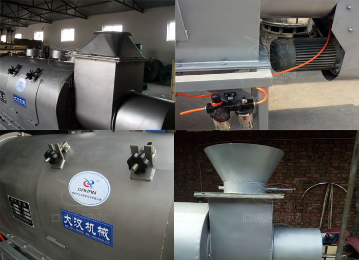 氣旋篩：電機，進料口，氣壓裝置等特寫圖片