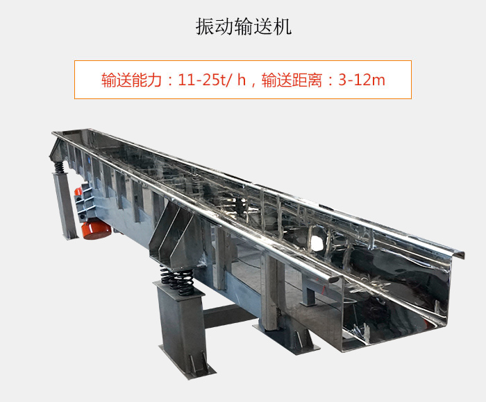 振動(dòng)輸送機(jī)：輸送能力：11-25t/ h，輸送距離：3-12m