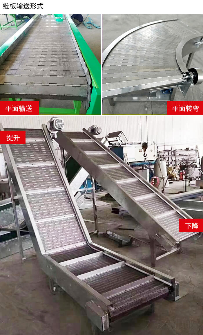 鏈板輸送機平面輸送，平面拐彎，提升等運行現(xiàn)場圖片